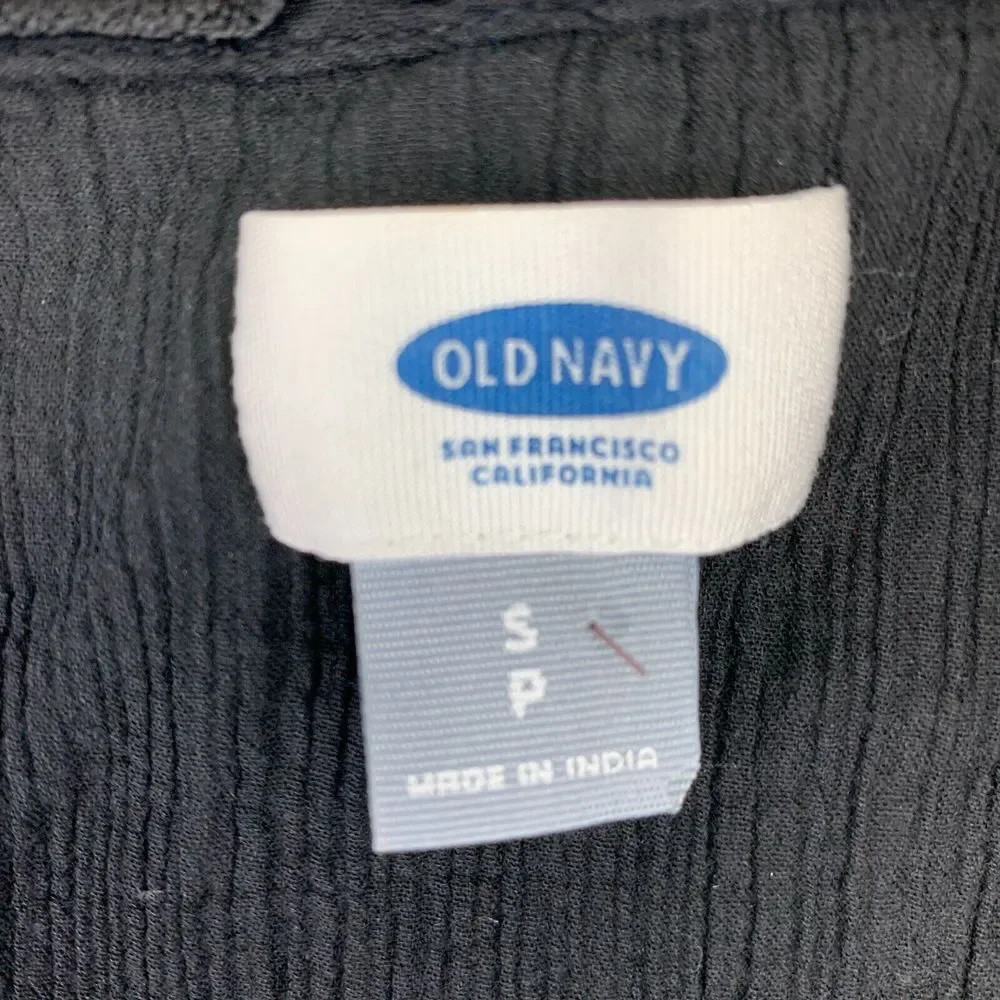 Old Navy Pullover Womens Small Black‎ Cap Sleeve Beach Cover Up V-Neck Embroider